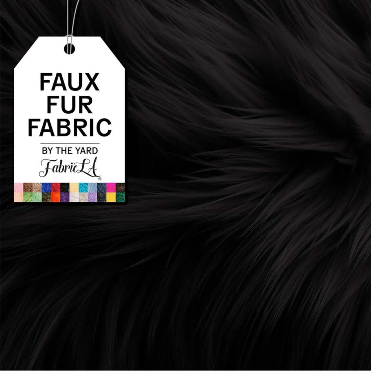 FabricLA | Shaggy Faux Fur | Fabric by The Yard | 36" X 60" Inch Wide | Craft Furry Fabric | Sewing, Apparel, Rugs, Pillows & More | Faux Fluffy Fabric | Black - 1 Yard